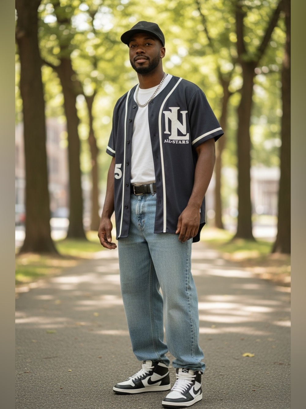 Vintage 90s Street Scenes Negro League All Stars Baseball Jersey 35 Large